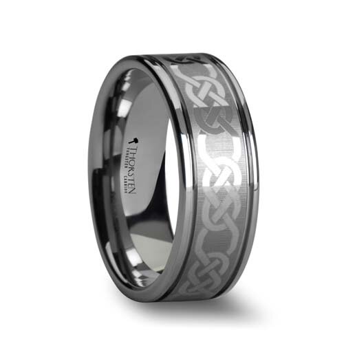 PALATINE Tungsten Comfort Fit Wedding Ring Celtic Pattern Laser Engraved-6mm-8mm 