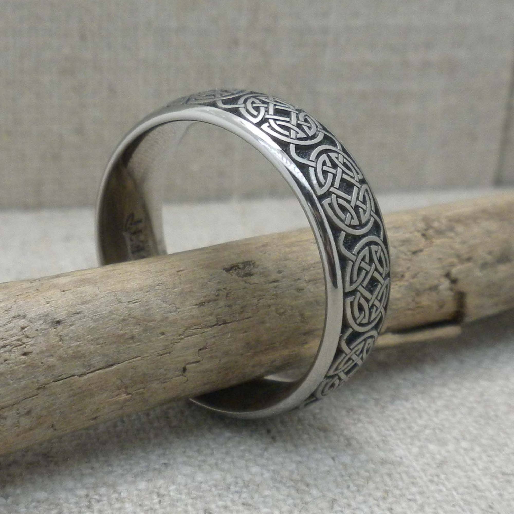 Celtic Wedding Band in Titanium