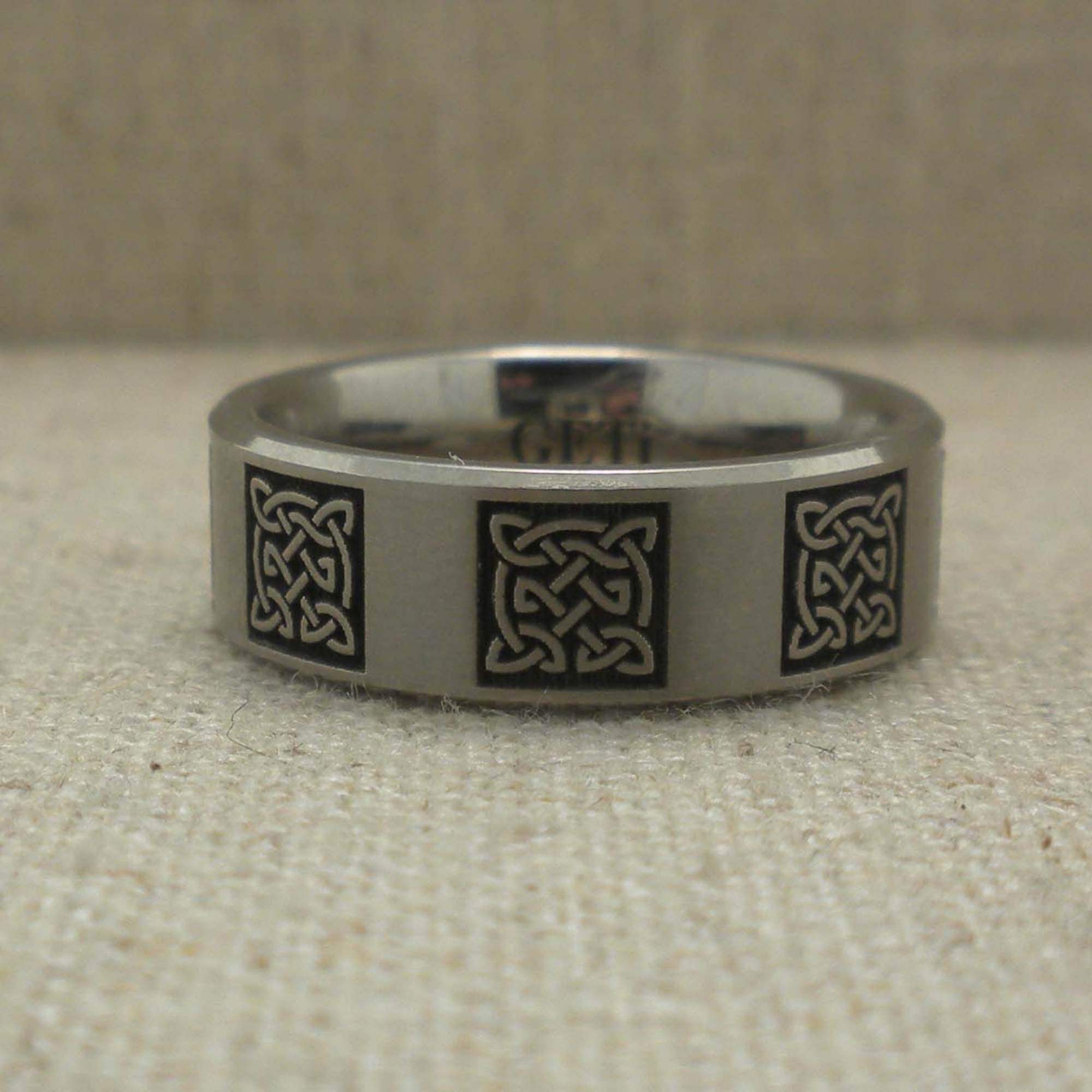 Titanium Wedding Ring with Celtic Design