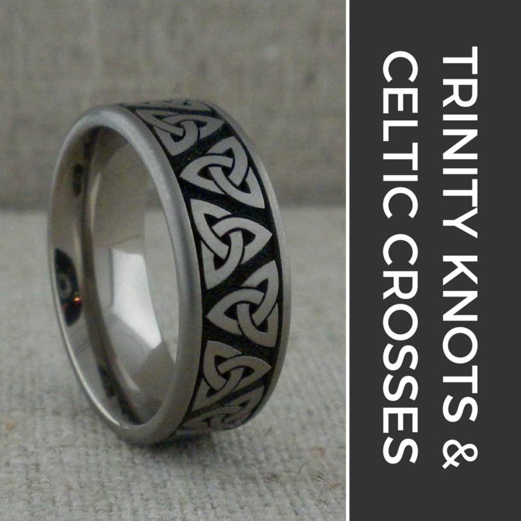 Trinity Knot and Celtic Cross Wedding Rings