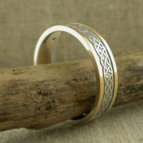 Sterling Silver and 10K Celtic Wedding Band