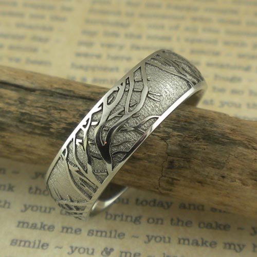 Cobalt Chrome Tree of Life Wedding Band