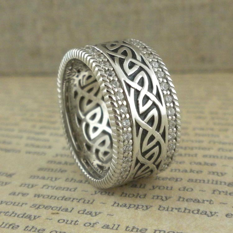 Celtic Knot Wedding Ring with CZs by Keith Jack