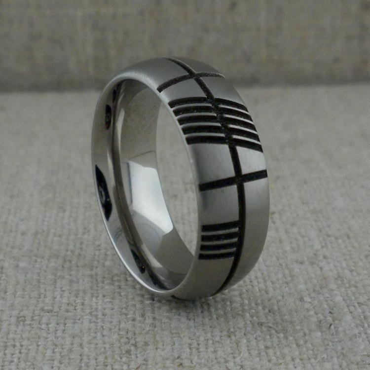 Ogham Wedding Ring in Titanium