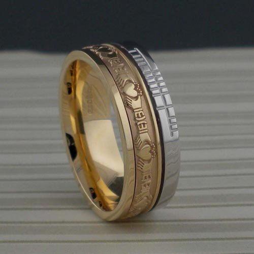 Claddagh Wedding Ring with Ogham Rail