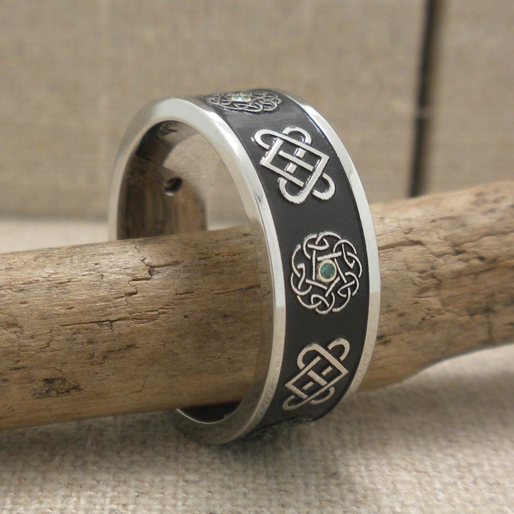 Celtic Wedding Ring with Emeralds