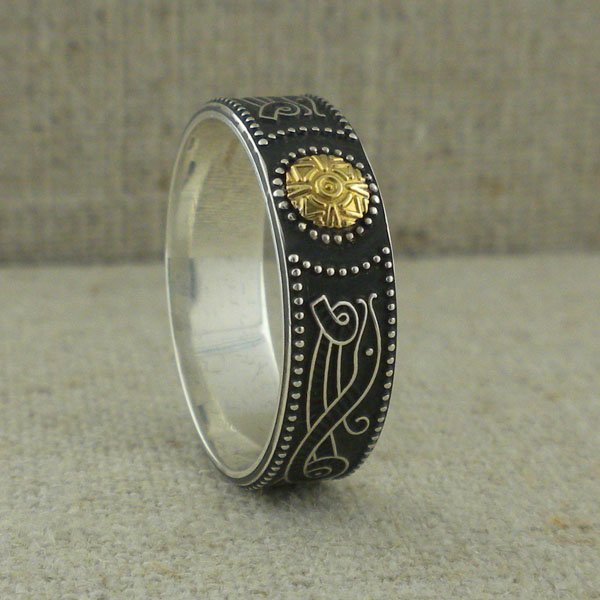 Celtic Warrior Shield Wedding Band