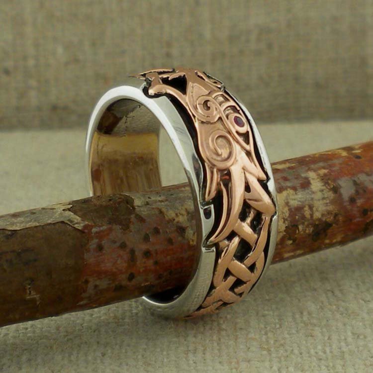 Rose Gold Celtic Dragon Ring