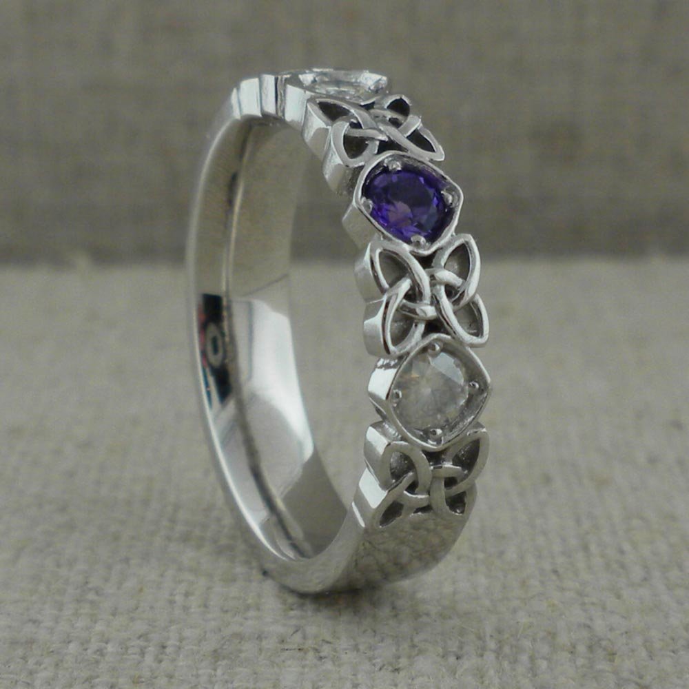 Custom Celtic Wedding Ring with Amethyst