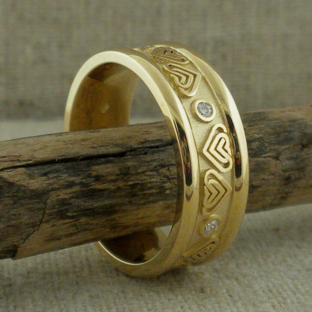 Custom Heart Wedding Ring with Moissanites