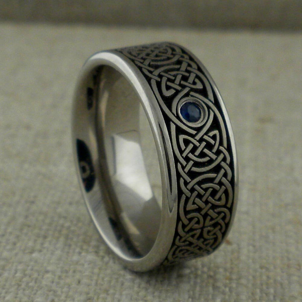 Custom Celtic Wedding Ring with Sapphires