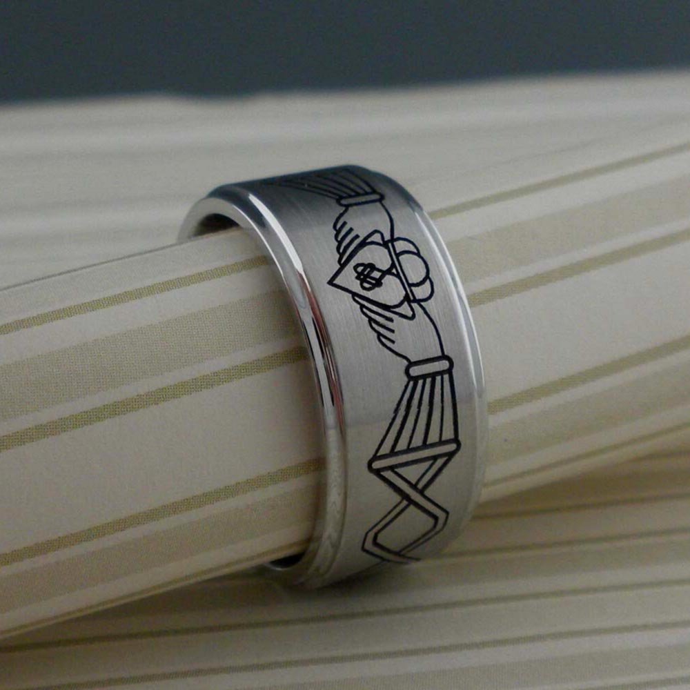 Custom Claddagh Wedding ring in Titanium