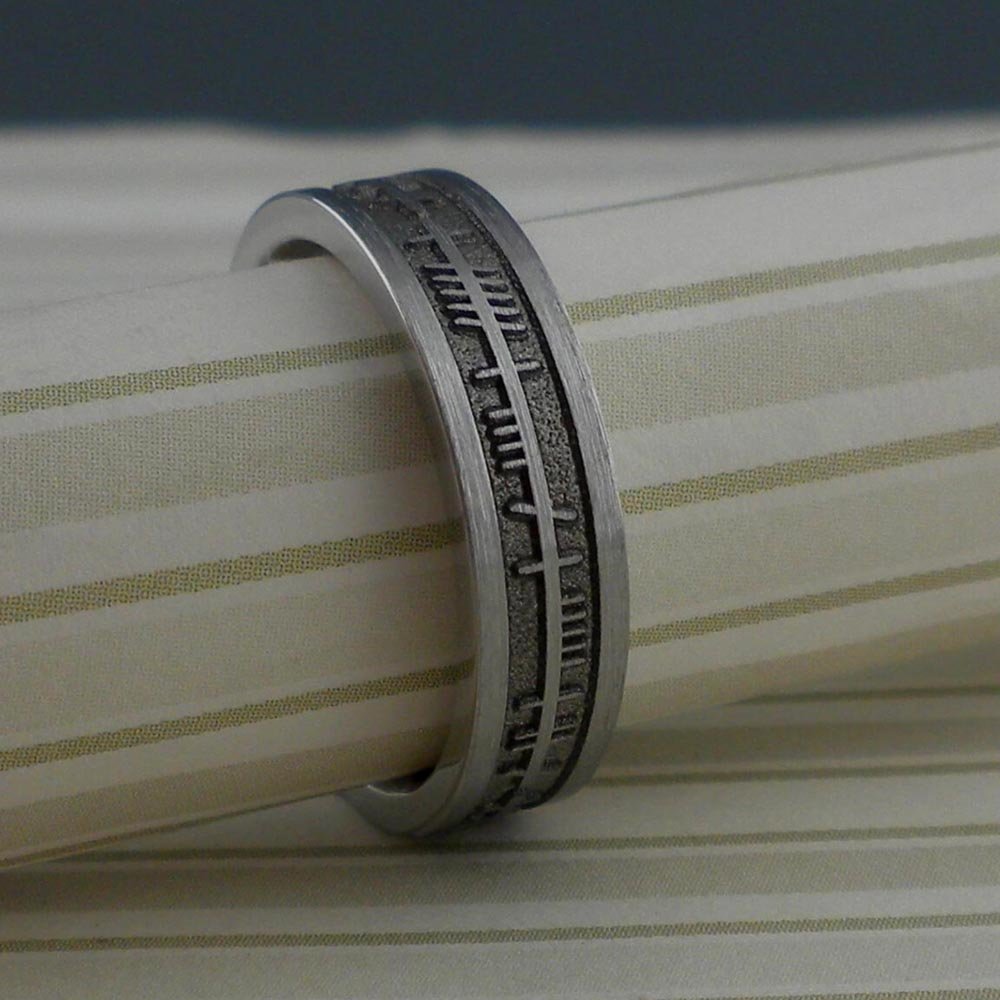 Custom Ogham Wedding Ring in Titanium