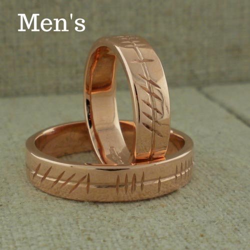 Men's Ogham Wedding Ring in Rose Gold