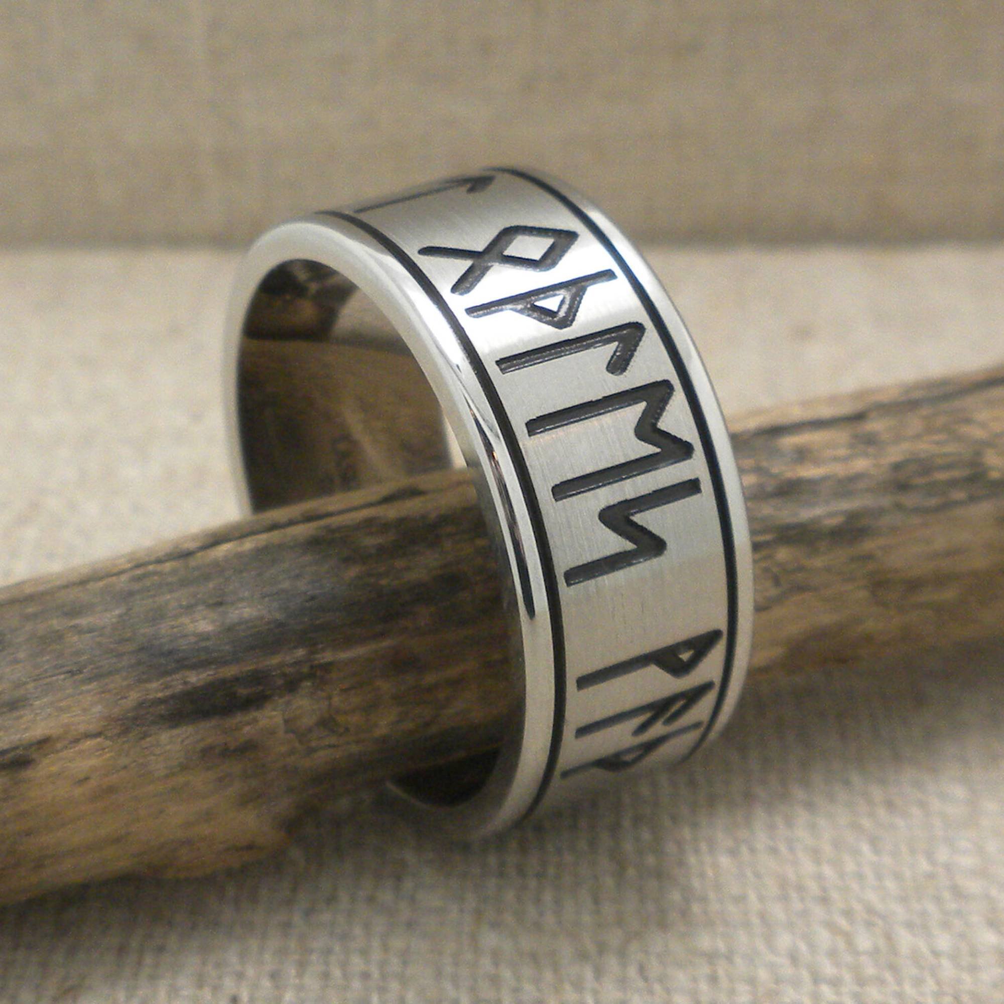 10 mm Custom Rune Wedding Ring in Cobalt Chrome