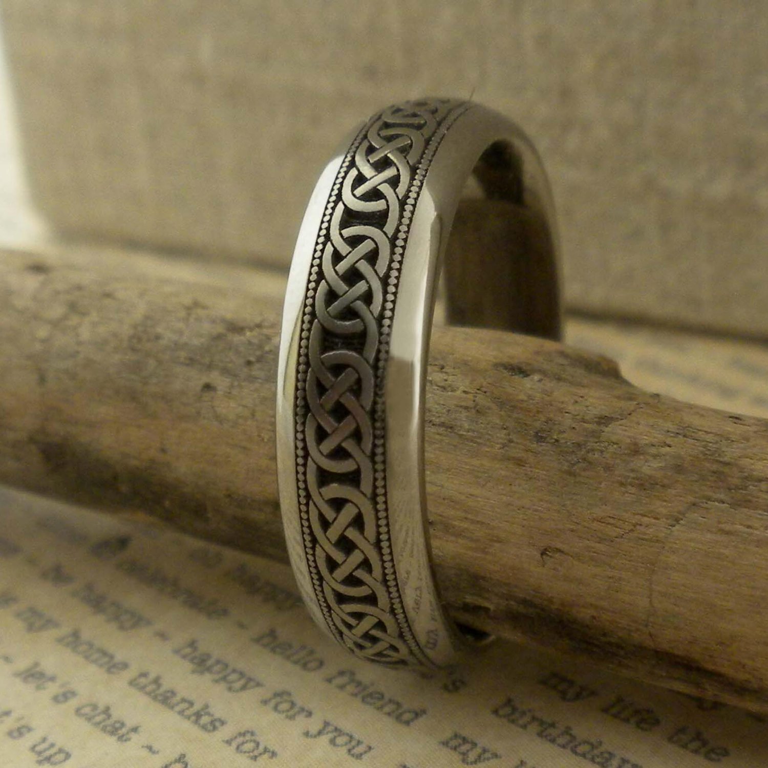 Celtic Wedding Ring in Titanium