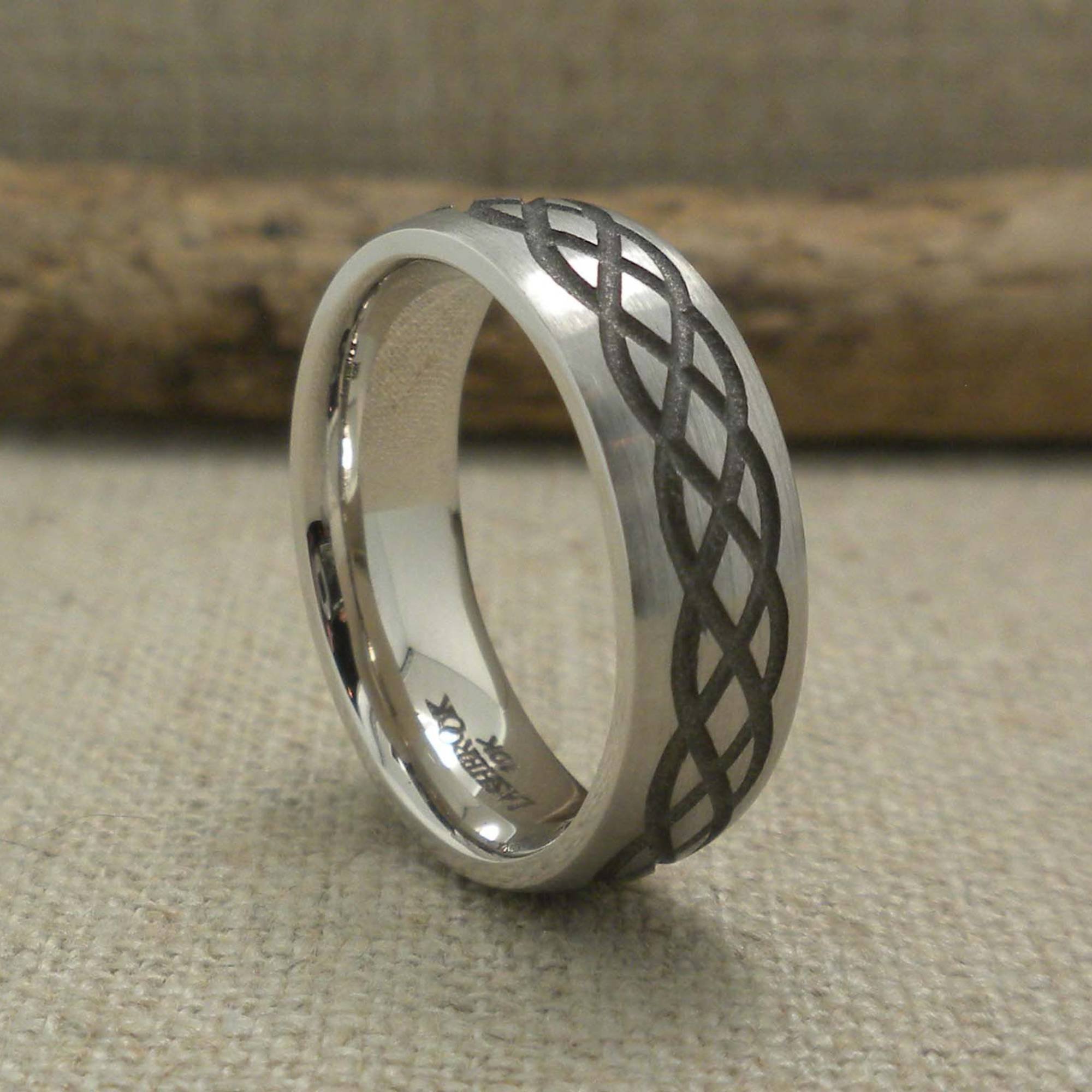 Celtic Knot Wedding Ring with Gun Metal Grey