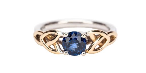 Sapphire Wedding Ring with Trinity Knot