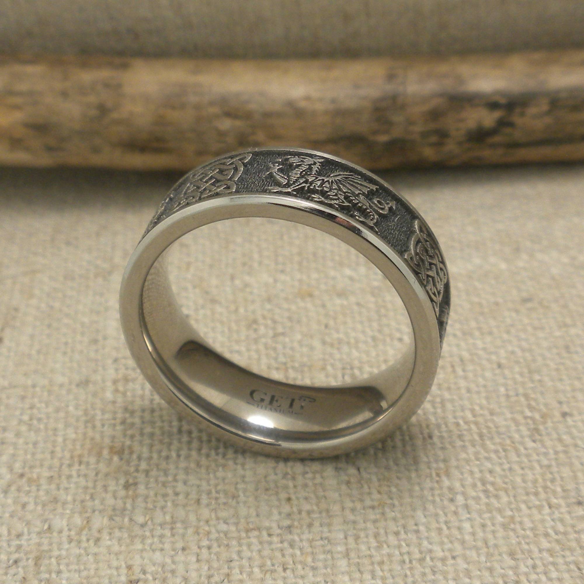 Celtic Wedding Ring with Welsh Dragon