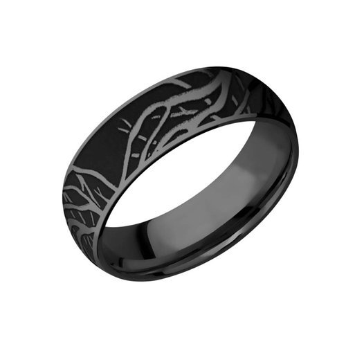 Tree of Life Wedding Ring in Black Zirconium