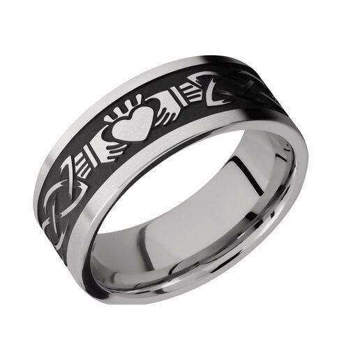 Celtic Claddagh Wedding Ring with Black Background