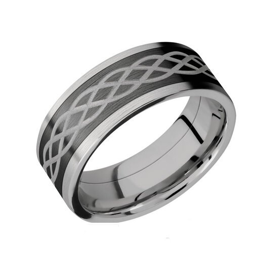 Celtic Knot Wedding Ring Titanium and Black Zirconium