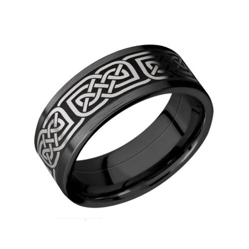 Celtic Knot Wedding Ring in Black Zirconium and Titanium