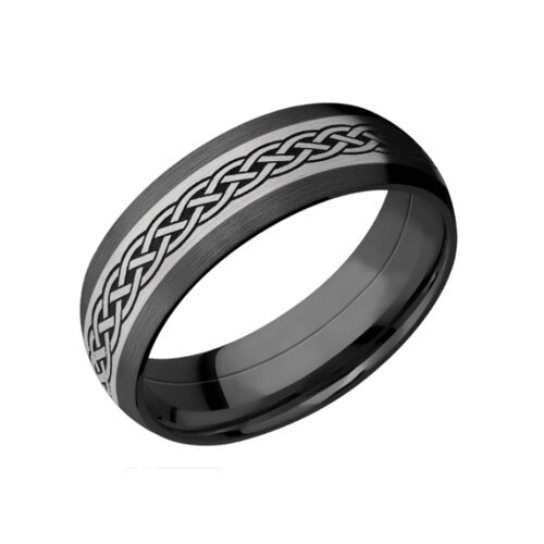 Domed Celtic Knot Wedding Ring in Black Zirconium and Titanium