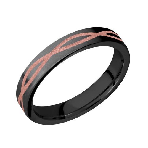 Celtic Infinity Knot Wedding Ring in Black Zirconium with Rose Accent