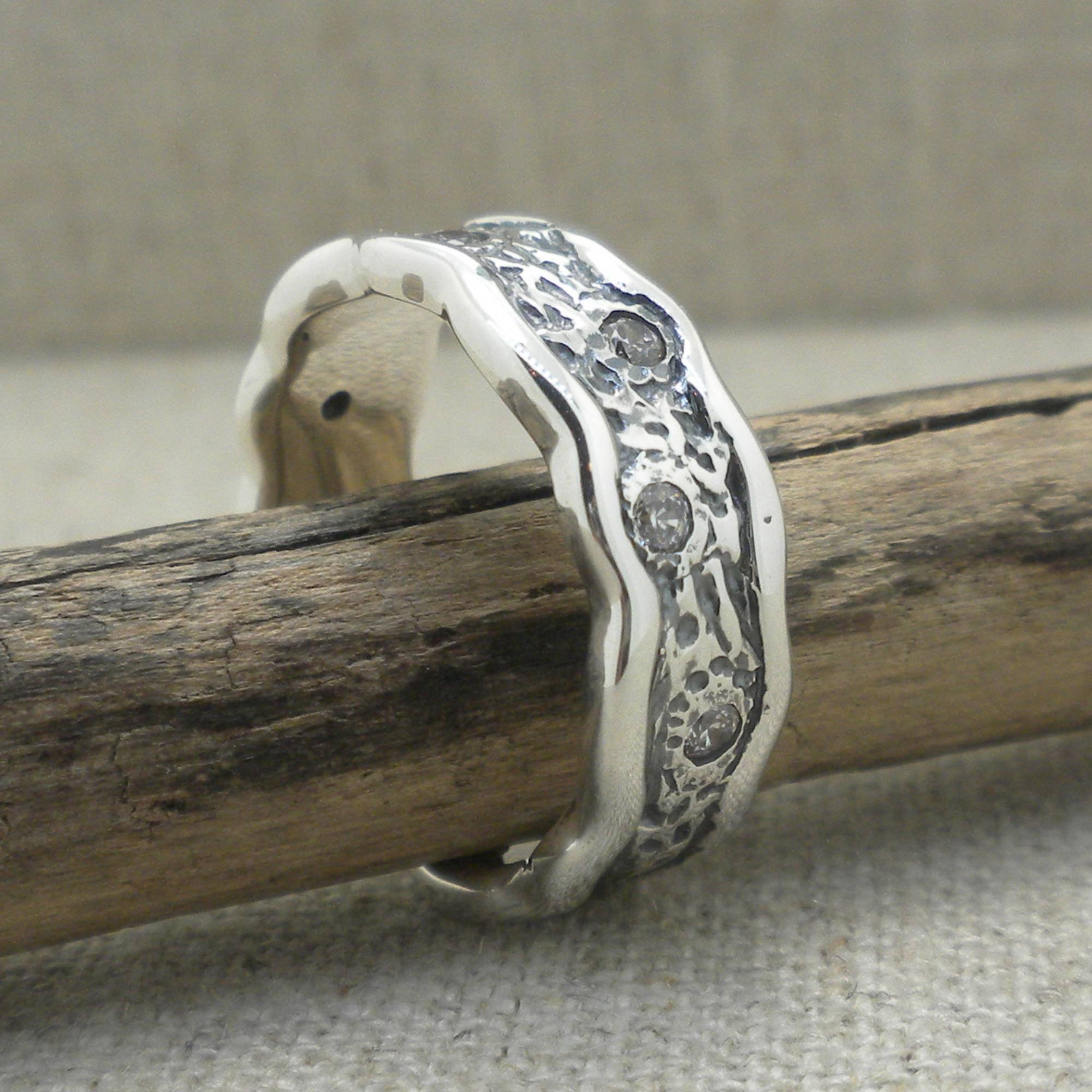 Sterling Silver with CZs Rocks 'N Rivers Wedding Ring