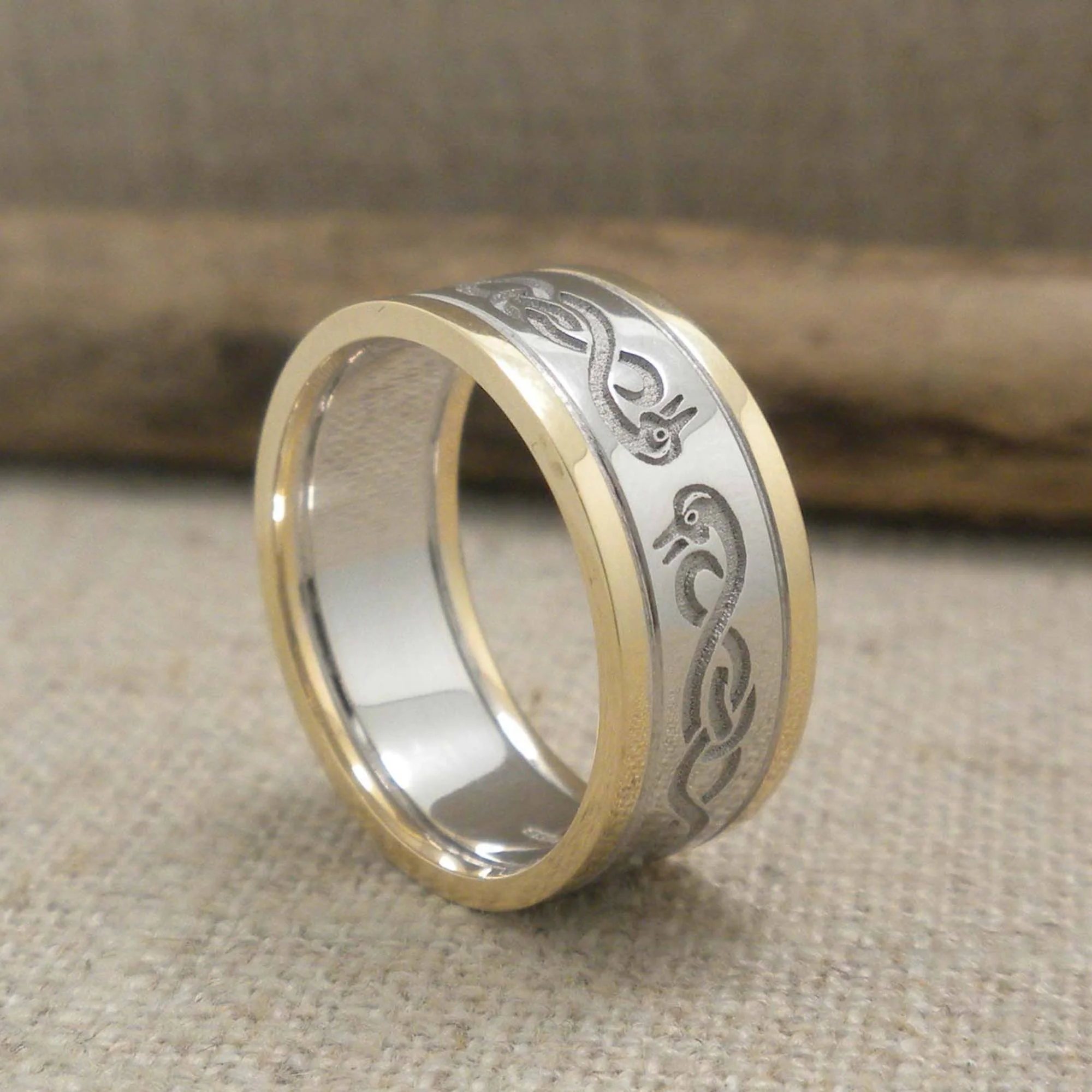 Ladies Sterling Silver Le Cheile Wedding Ring with 10K Trim