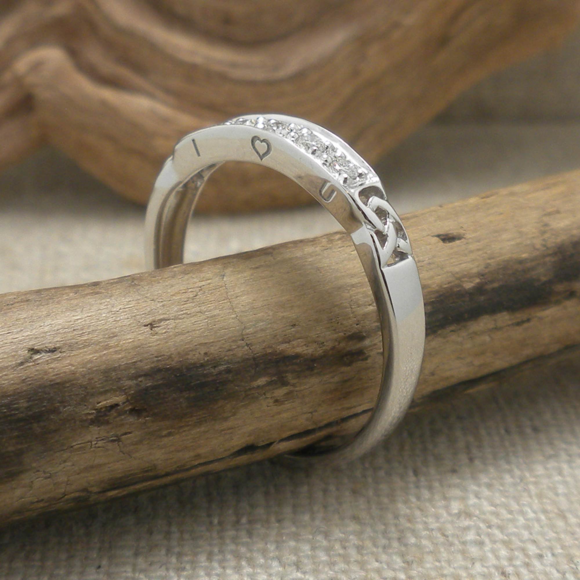 14K White Gold Trinity Knot Ring.