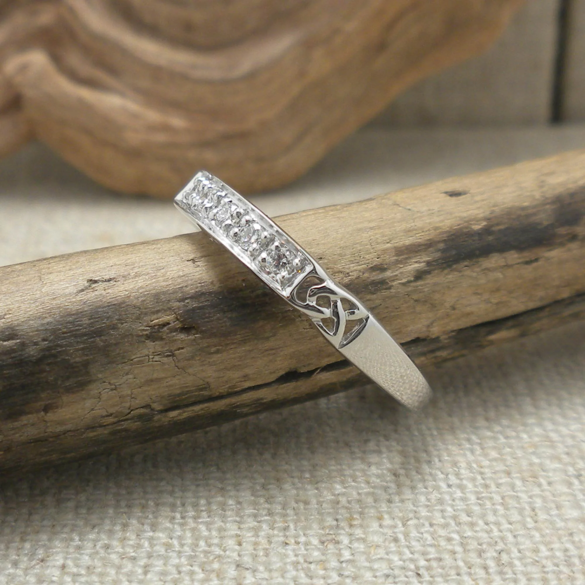 14K White Gold Trinity Knot Ring by Shanore