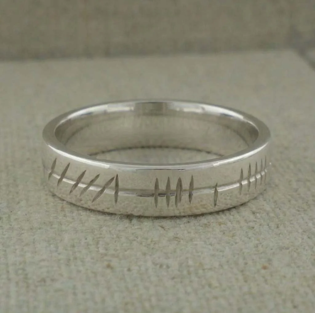 Women's 5 mm Custom Sterling Silver Ogham Wedding Ring
