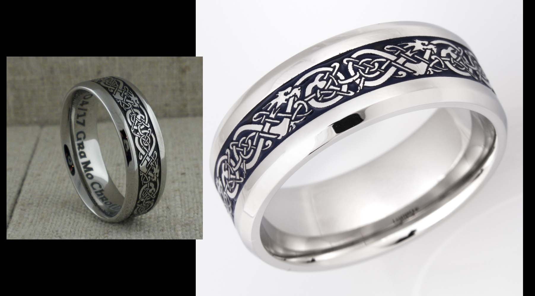 Custom Titanium Celtic Dragon Wedding Ring