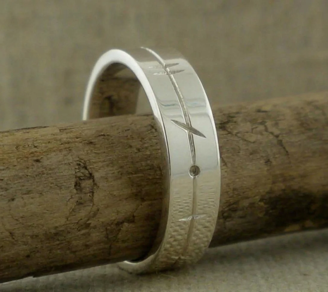Women's 5 mm Custom Sterling Silver Ogham Wedding band