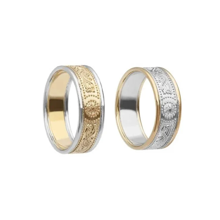 6.9 mm Celtic Warrior Shield Wedding Ring with Trim