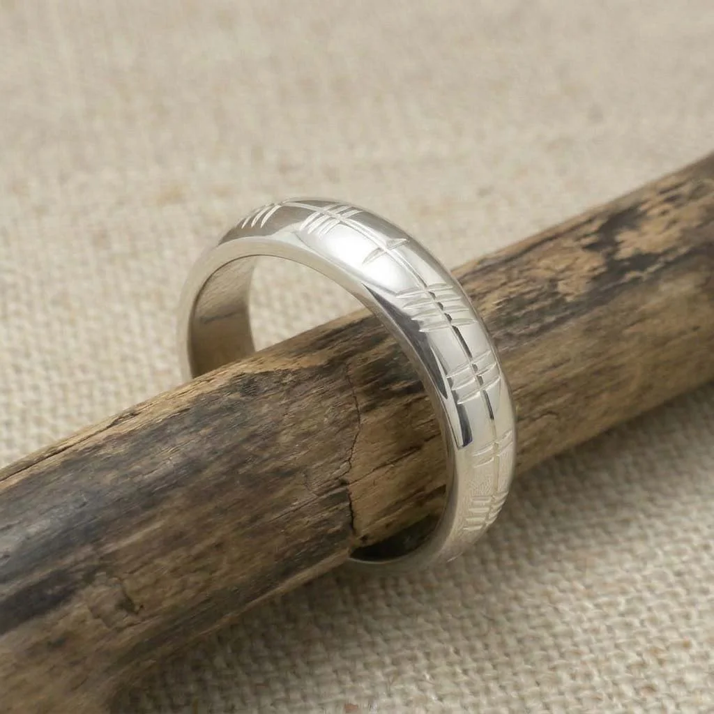 Custom Ogham Wedding Ring made in Ireland