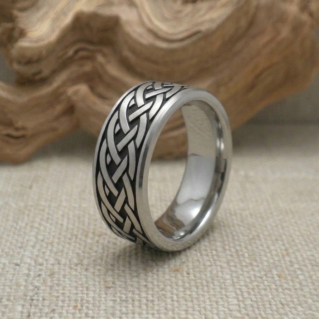 Celtic Knot Wedding Band in Titanium
