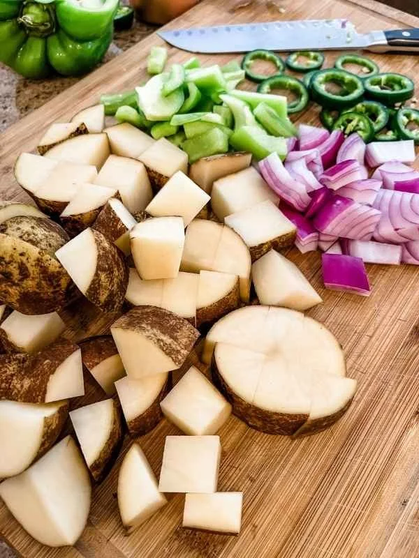 Crispy Air Fryer Breakfast Potatoes with Peppers and Onions — Macros