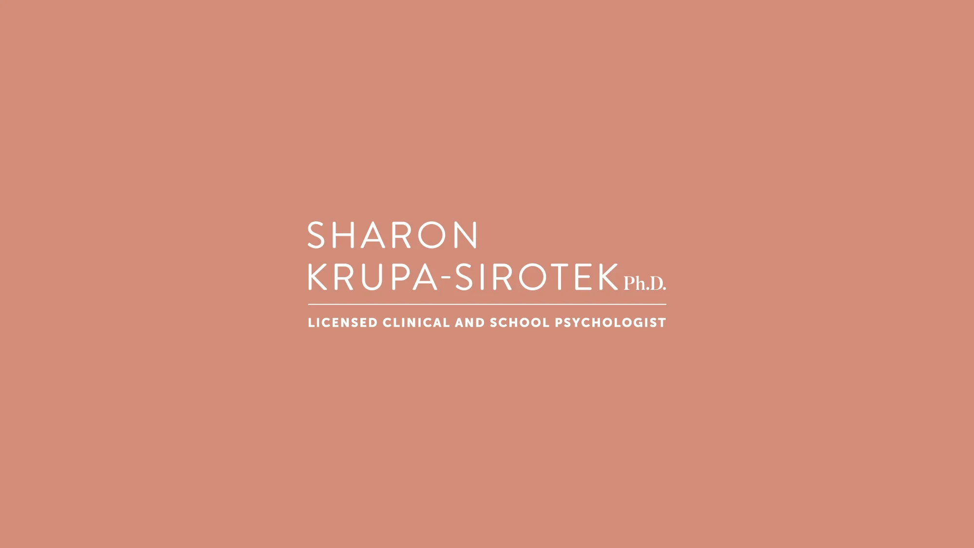 We designed this logo for Sharon Krupa-Sirotek, Ph.D., a licensed clinical and school psychologist