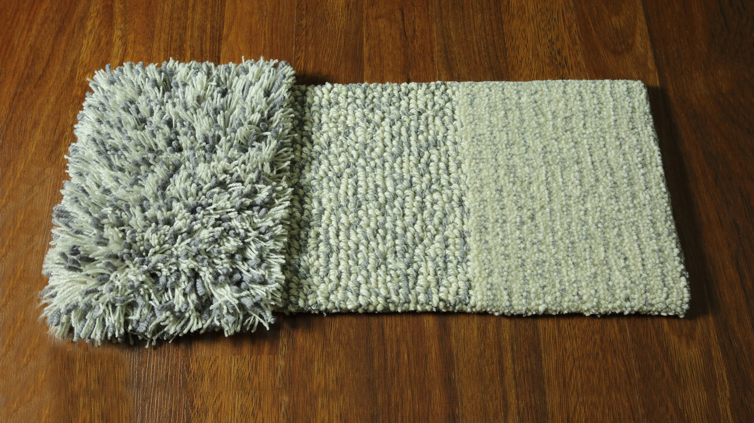 Textures: Treasure , Tibet , Sirocco Colors: Blends of White, Storm, Buff