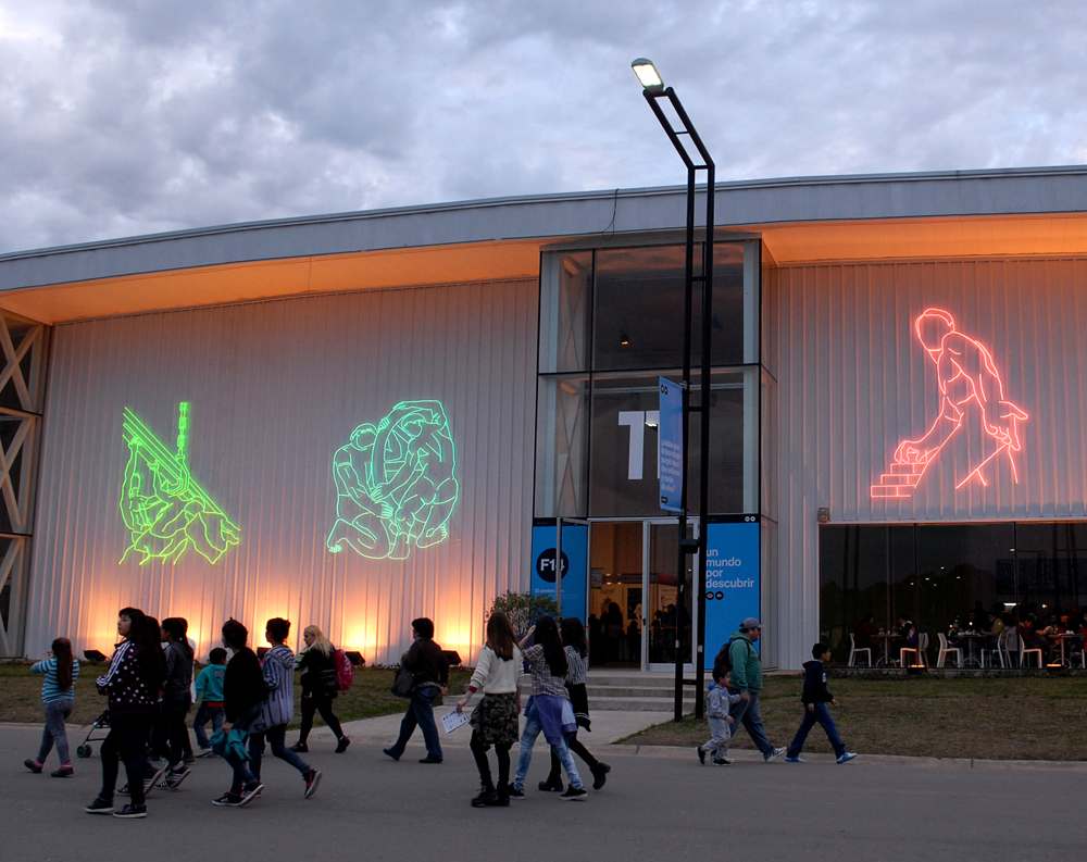 Tecnopolis (Large formate installations). Six pieces installation with neon glass. Variable dimensiones