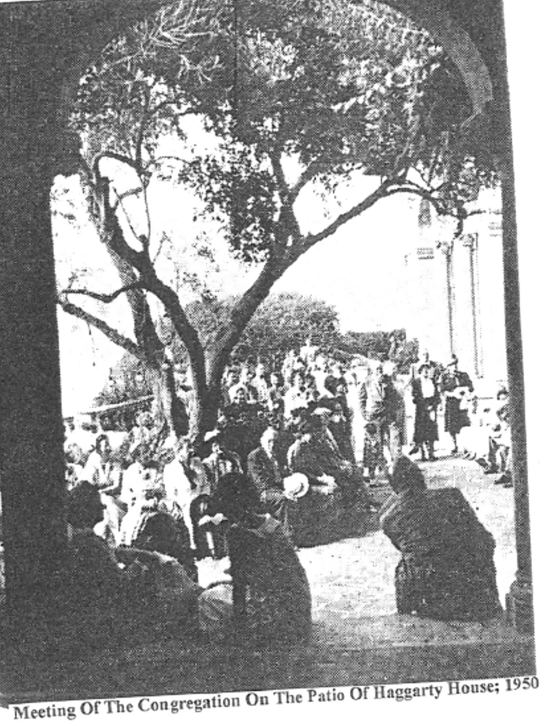 1950 meeting on the patio where the congregation voted whether or not to buy the place