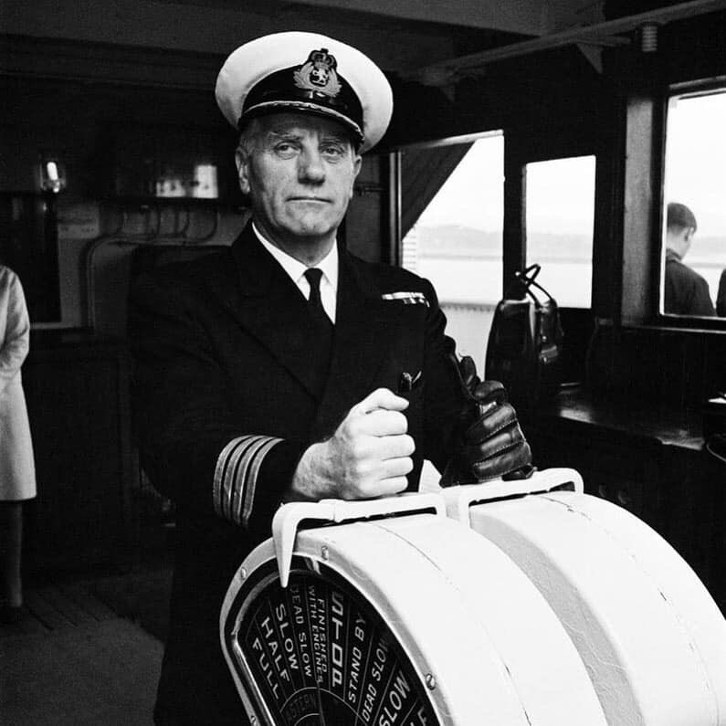Captain Treasure Jones, thirty-third Master of the Queen Mary, rings up ‘finished with engines’ in Long Beach and the superliner’s great heart was allowed to cool forever.