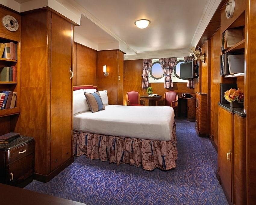 Some of the lovely suites and staterooms used in the Hotel Queen Mary.