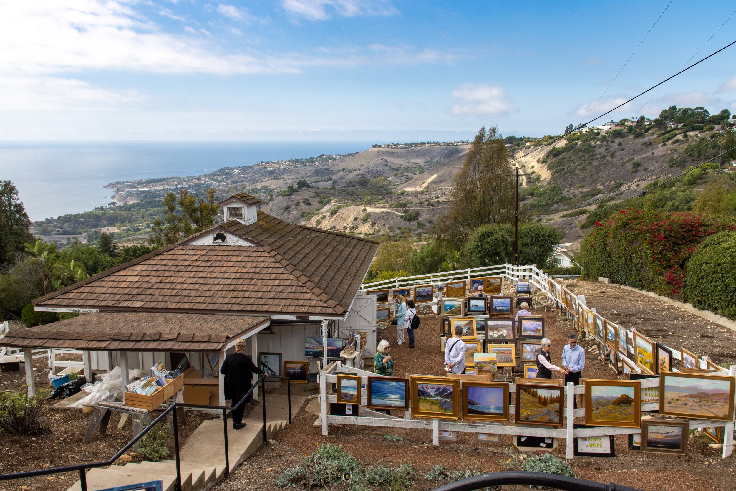 Don Crocker’s work on display at his home overlooking the Portuguese Bend Nature Reserve