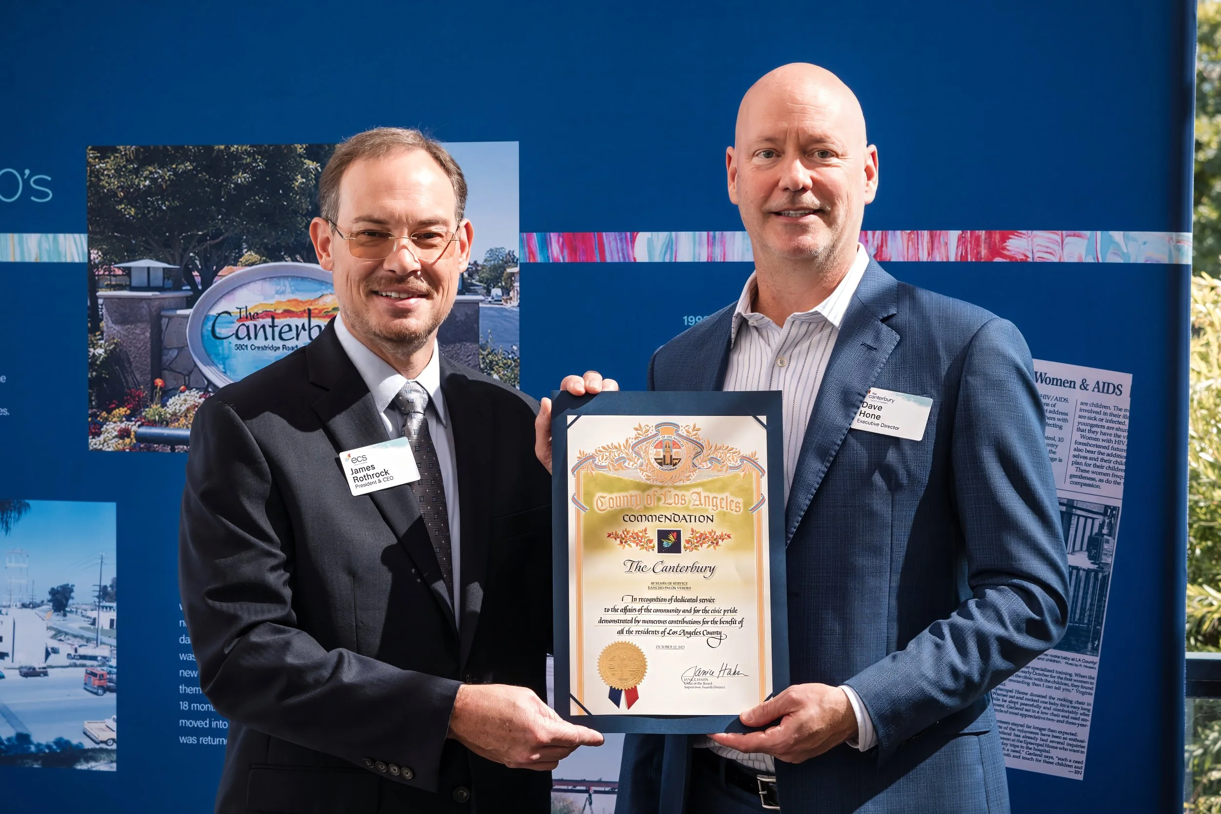 ECS Celebrates 100 Years of Legacy at The Canterbury Retirement Community, along with 40 Years of Sophisticated Senior Living in The South Bay By Dave Hone, Executive Director