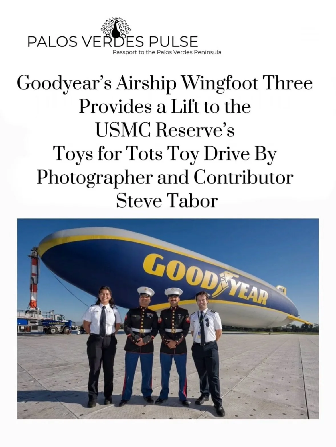 A beautiful day of community, toys, and the Goodyear Blimp! Giving back, one toy at a time 🎁✈️ 
Thanks to all who showed up to support #ToysforTots 🎁❤️
Find the link in our bio to read more &amp; subscribe to Palos Verdes Pulse FREE!
GoodyearBlimp 