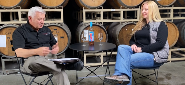 John Krause interviewing winemaker Crystal Weaver-Kiessling of Quady WInes